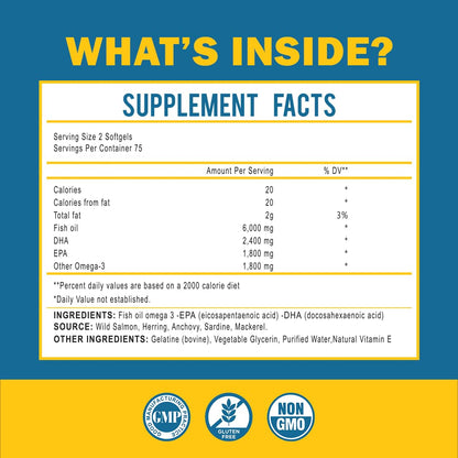 Omega 3 Fish Oil with Maximum EPA DHA - Supports Brain, Liver, Heart & Immunity - Made in The USA - 150 Softgels - OmniHealth US