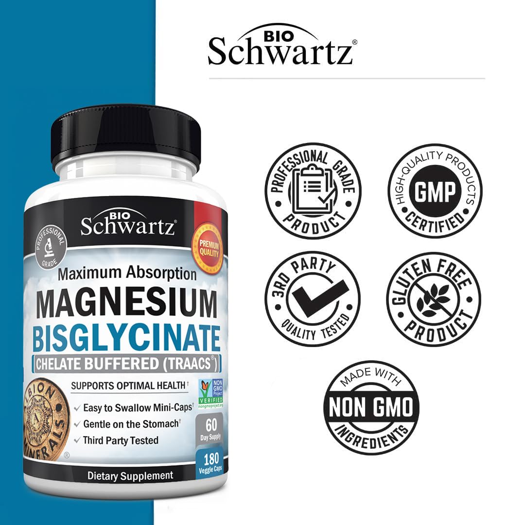 Magnesium Bisglycinate Chelated Supplement - High Absorption Magnesium Glycinate Supplement for Women and Men - Sleep, Muscle, Bone & Joint Support - OmniHealth US