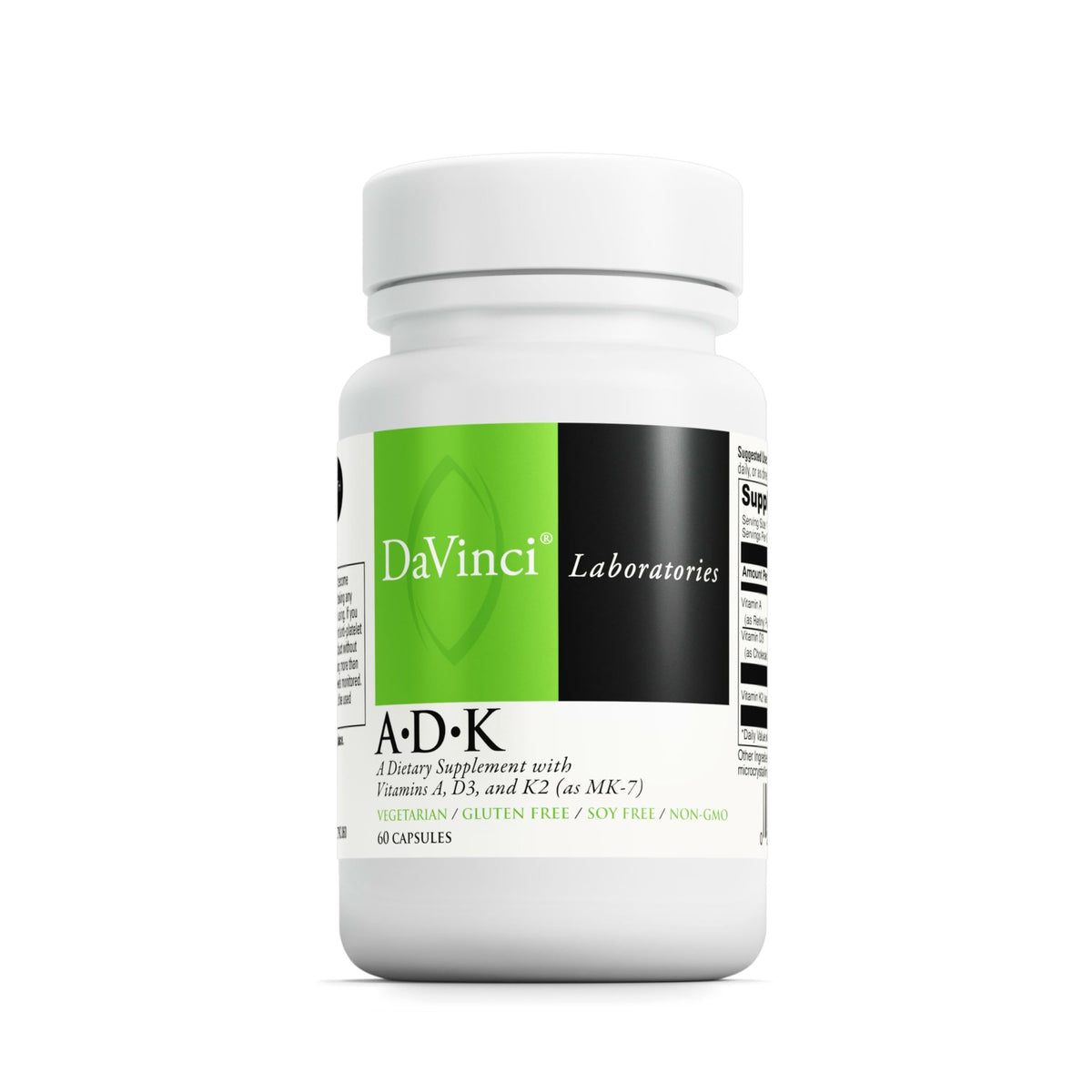 DAVINCI Labs ADK - Helps Support Bone, Heart & Immune Health - Dietary Supplement with Vitamins A, D3 & K2 (as MK-7) - Vegetarian - OmniHealth US