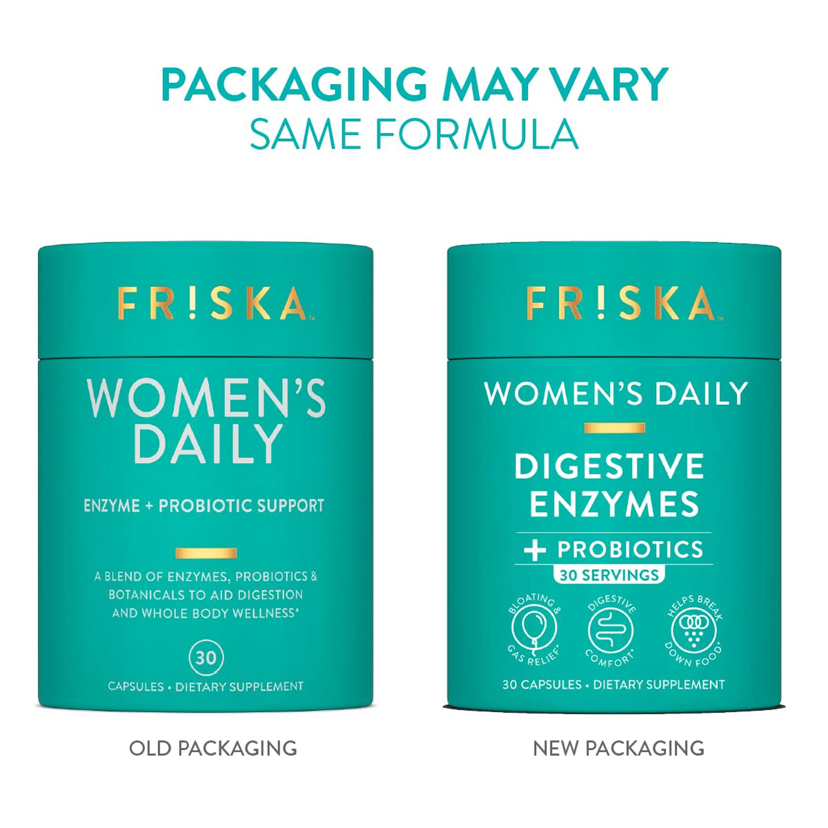 FRISKA Women’s Daily Digestive Enzyme and Probiotics Supplement, Advanced Natural Support for Female Digestive Health, Fights Bloating, Eases Digestion - OmniHealth US