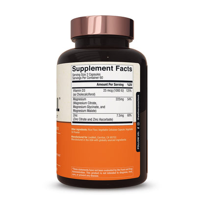 Live Conscious Magwell Magnesium Zinc & Vitamin D3 - Magnesium Glycinate, Malate, & Citrate - Triple Supplement for Women & Men - OmniHealth US