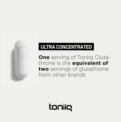 Toniiq Ultra High Strength Glutathione Capsules - 1000mg Concentrated Formula - 98%+ Highly Purified and Bioavailable - Non-GMO Fermentation - OmniHealth US