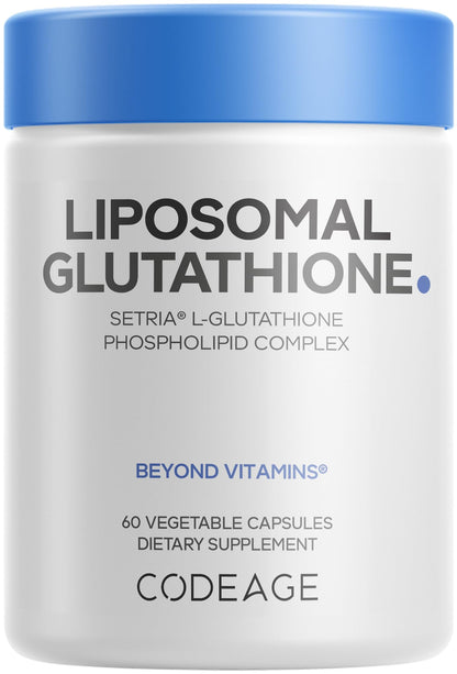 Codeage Liposomal Glutathione Supplement - Pure Reduced Setria L-Glutathione, Liposomal Delivery, Phospholipid Complex - Encapsulated Glutathione Powder Pills - OmniHealth US