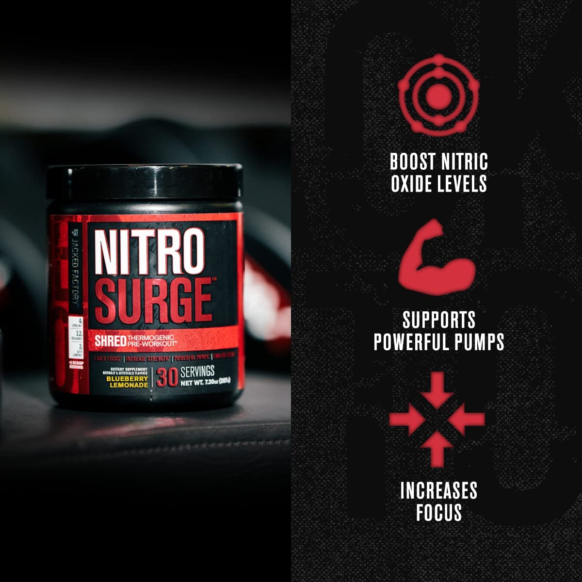 Jacked Factory NITROSURGE Shred Pre Workout Supplement - Energy Jacked FactoryBuy Supplements Australia