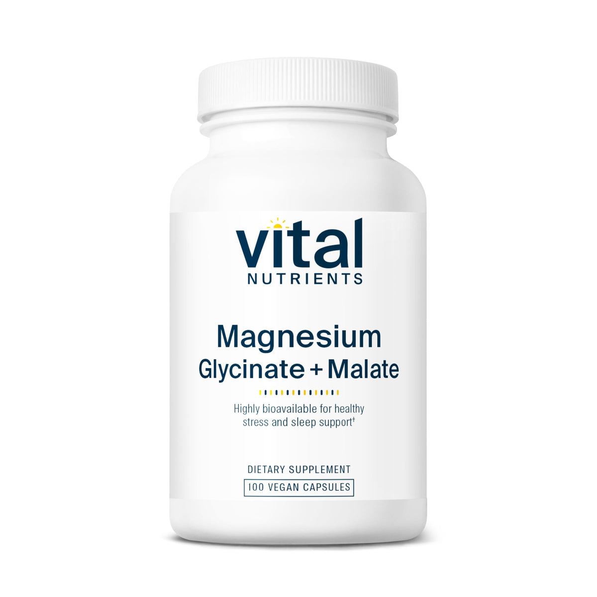 Vital Nutrients Magnesium Glycinate + Malate - 120mg Vegan Magnesium Supplement for Women and Men - Muscle, Heart, Bone Support* - Promotes Relaxation - OmniHealth US