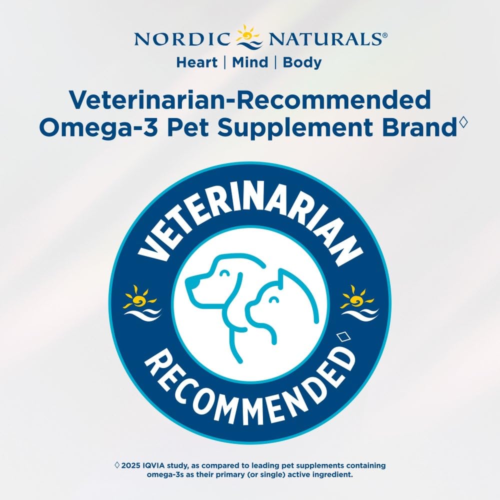 Nordic Naturals Omega-3 Pet, Unflavored - 180 Soft Gels - 320 mg Omega-3 Per Soft Gel - Fish Oil for Dogs with EPA & DHA - Promotes Heart, Skin, Coat, & Immune Health Nordic NaturalsBuy Supplements Australia