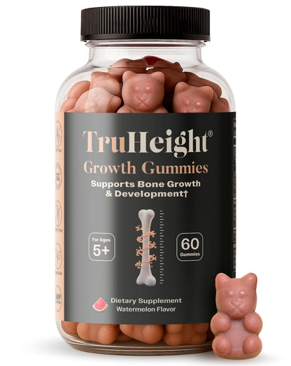 TruHeight Growth Gummies (Watermelon) Tall Nutrition for Natural Growth Supplement for Kids & Teens - Vitamin D, K, Calcium & Ashwagandha - OmniHealth US