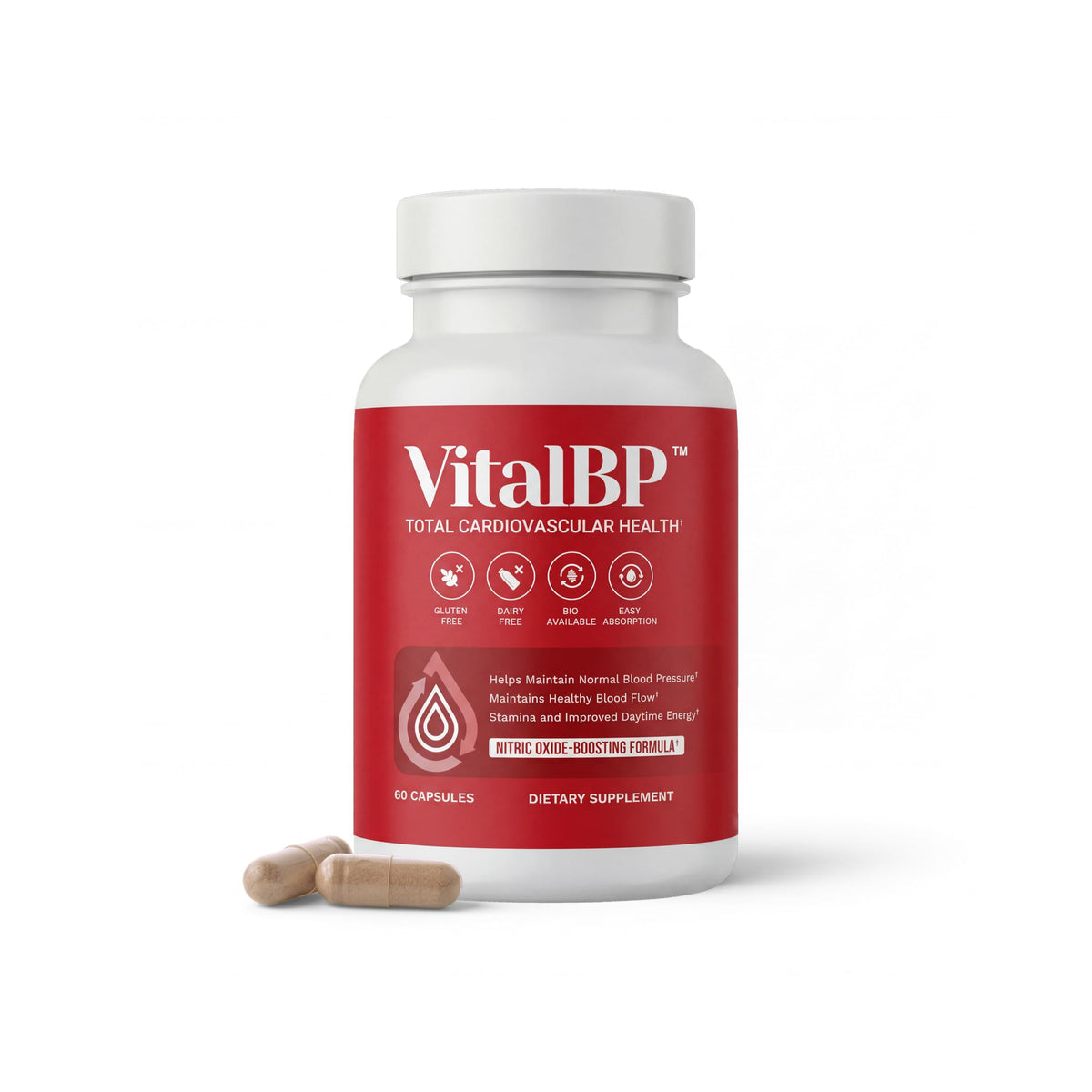 Vital BP - Support for Normal Blood Pressure - Supports Blood Flow & Arteries - with CoQ10, L-Citrulline, and K2 & D3-60 Capsules - OmniHealth US