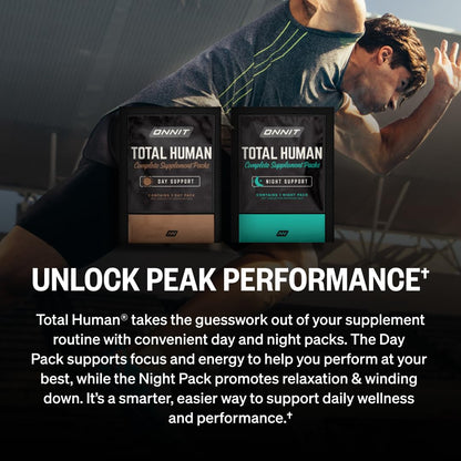 ONNIT Total Human Adult Multivitamin Comprehensive Capsule Packs with Day and Night Support, Daily Vitamin Packs for Men and Women, OmniHealth US