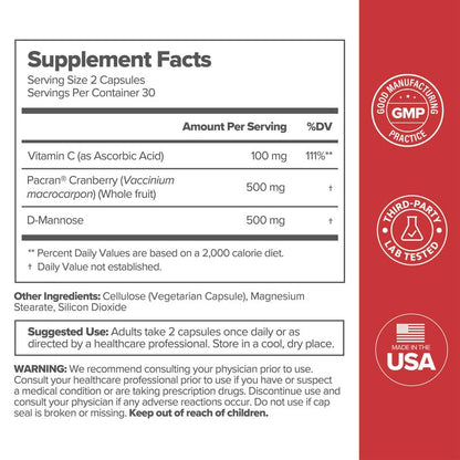 O Positiv URO Urinary Tract Health Supplement for Women, 60 Count (Pack of 1) - Urinary Support Vitamins with Pacran Complete Cranberry Extract - OmniHealth US
