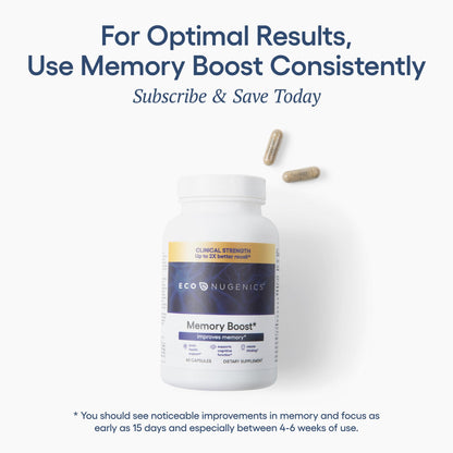 EcoNugenics Memory Boost Supplement – Clinically Studied Ingredients to Support Brain Focus & Health – Nootropic Formula with Bacopa Monnieri, Boswellia Serrata - OmniHealth US