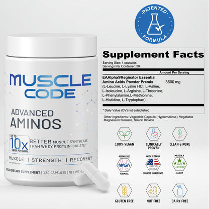 NAUTILUS Muscle Code Essential Amino Acid Capsules – Muscle Synthesis & Repair & Strength – Unflavored – 30 Servings – Clinically Studied - OmniHealth US