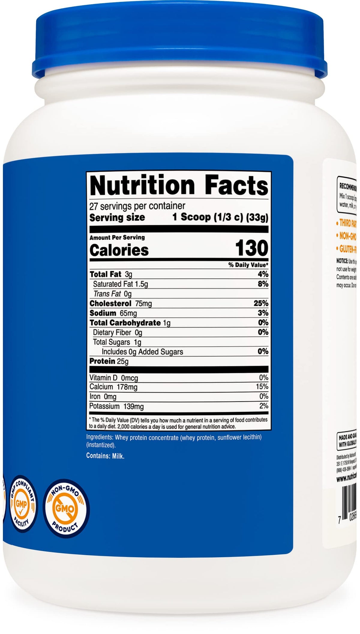 Nutricost Whey Protein Concentrate (Unflavored) 2LBS - Gluten Free & Non-GMO NutricostBuy Supplements Australia
