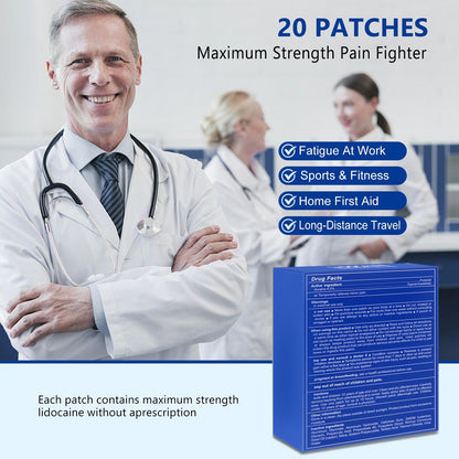 KIbabyDI Professional Lidocaine Pain Relief Patches - 20 Count | 4% Medicated Gel Patches for Targeted Joint & Muscle Comfort | Long-Lasting 12-Hour Relief, Ultra-Flexible Design -lb234 KIbabyDIBuy Supplements Australia