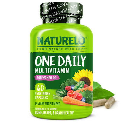 NATURELO One Daily Multivitamin for Women 50+ (Iron Free) - Menopause Support for Women Over 50 - Whole Food Supplement - OmniHealth US