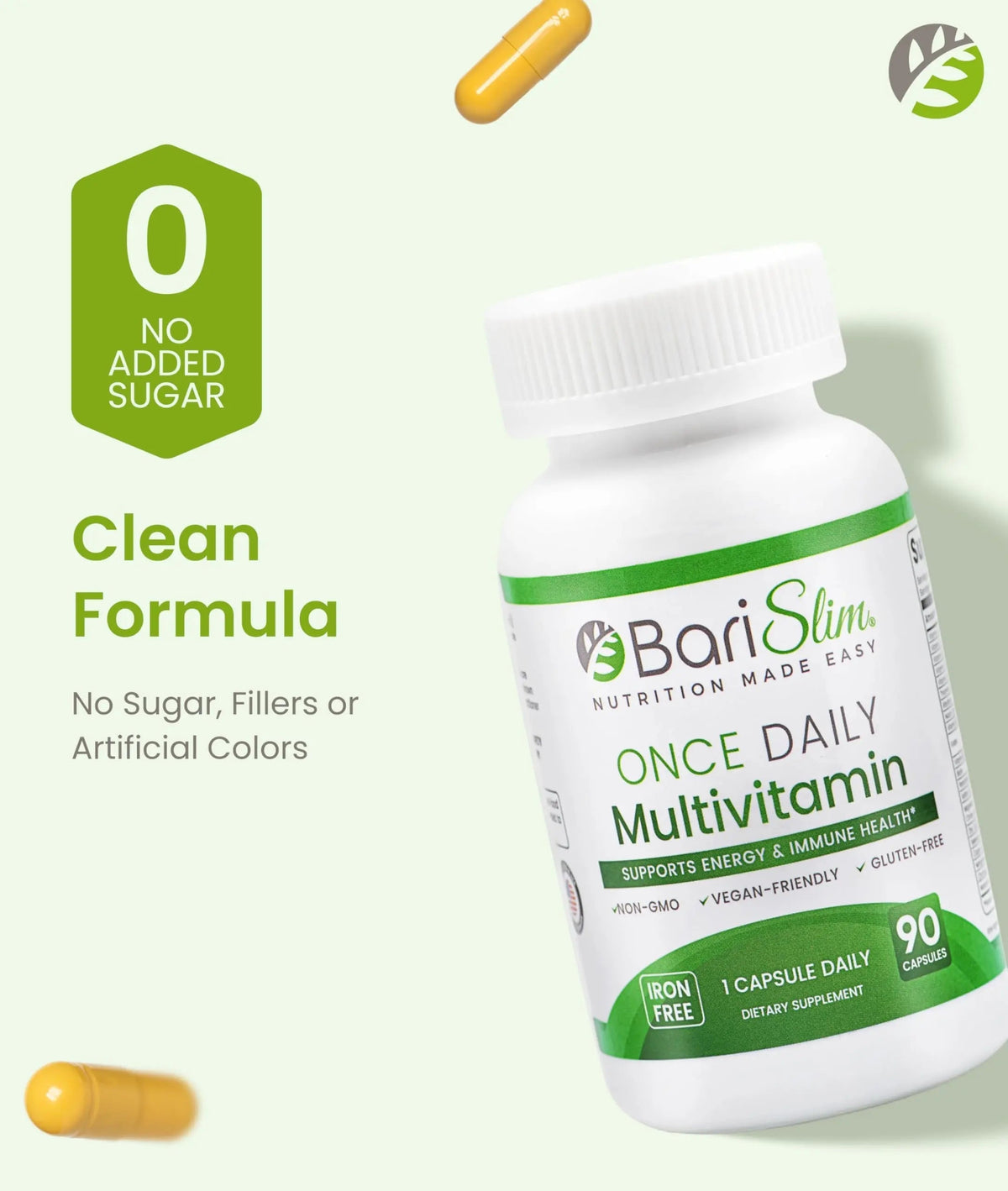 BariSlim Once Daily Bariatric Multivitamin Capsule - Iron-Free Formula - Bariatric Vitamin and Supplement for Post Surgery BariSlim