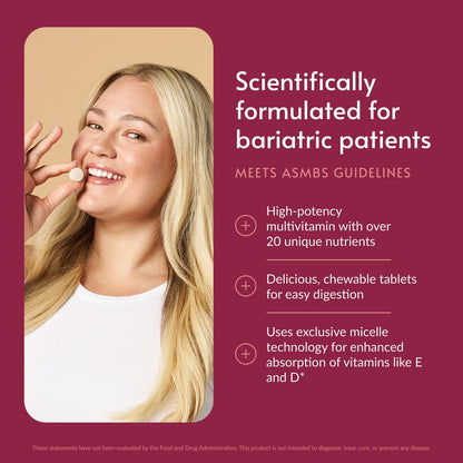 Bariatric Advantage Chewable Advanced Multi EA - High Potency Daily Multivitamin with Iron for Bariatric Surgery Patients - OmniHealth US