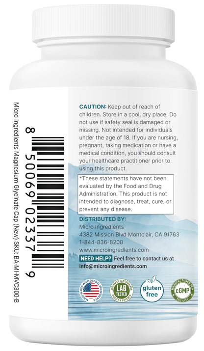 Pure Magnesium Glycinate 1,000mg, 300 Capsules | 100% Chelated for Max Absorption | Enhanced with Vitamin C | Only Uses Active Ingredients - OmniHealth US