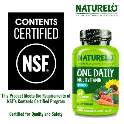 NATURELO Mens Multivitamins - One Daily Multivitamin for Men with Vitamins, Minerals & Organic Whole Foods, Boost Energy & Health, OmniHealth US