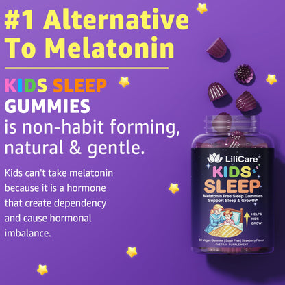 Kids Sleep Gummies - Magnesium Glycinate Gummies, Melatonin Free Sleep Aid | Magnesium, Calcium, D3, B6, L Theanine - OmniHealth US
