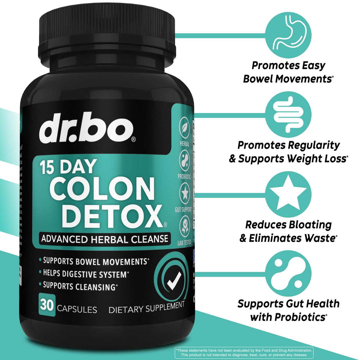 Colon Cleanser Detox for Weight Flush - 15 Day Intestinal Cleanse Pills & Probiotic - Fast Natural Laxative for Constipation Relief - Bowel Movement Supplements for Stomach Bloating, Gut Loss Support - OmniHealth US