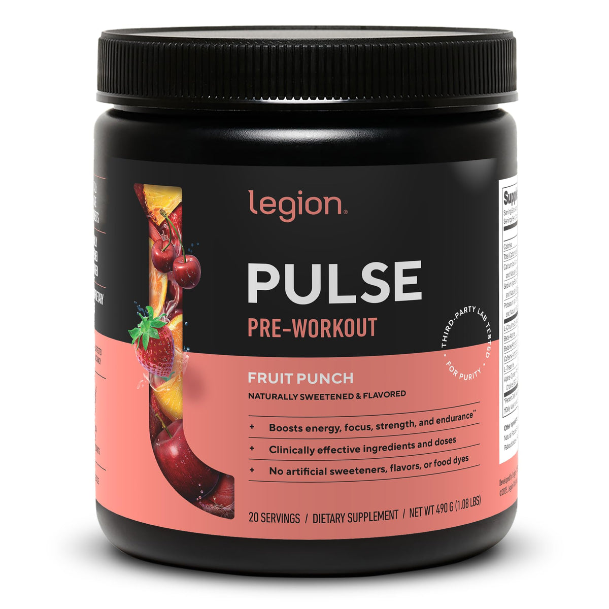 LEGION Pulse Pre Workout Supplement - All Natural Nitric Oxide Preworkout Drink to Boost Energy, Creatine Free, Naturally Sweetened, OmniHealth US