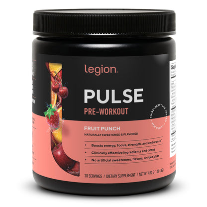 LEGION Pulse Pre Workout Supplement - All Natural Nitric Oxide Preworkout Drink to Boost Energy, Creatine Free, Naturally Sweetened, OmniHealth US