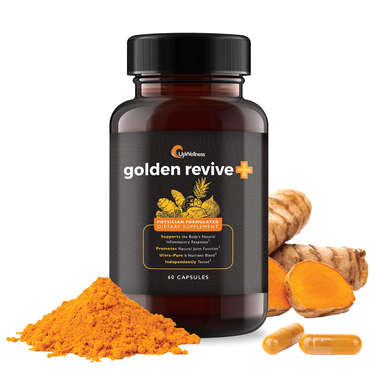 UpWellness Golden Revive + Joint Support Supplement Featuring Turmeric with Black Pepper, Quercetin, and Magnesium- Turmeric Boswellia Supplement - OmniHealth US