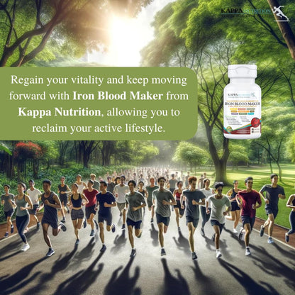 KAPPA NUTRITION Iron 26mg, Vitamin C & Orange 150mg, Folate 667mcg DFE, Vitamin B12, Beetroot, Brewers Yeast, Broccoli & MCT Oil - OmniHealth US