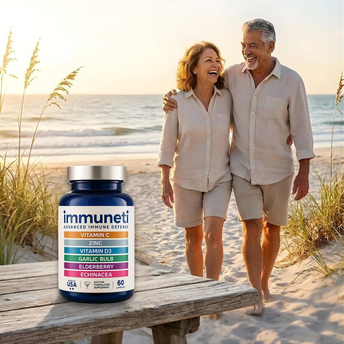 Immuneti Advanced Immune Support – Doctor Formulated 6-in-1 Daily Immunity Supplement – Made in USA – With Vitamin C, D3, Zinc, Elderberry - OmniHealth US