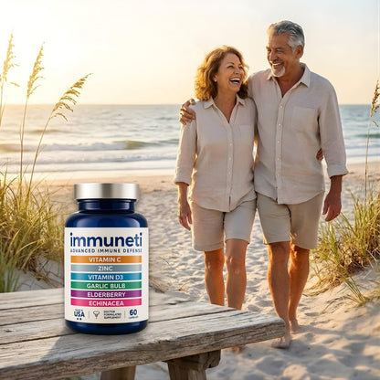 Immuneti Advanced Immune Support – Doctor Formulated 6-in-1 Daily Immunity Supplement – Made in USA – With Vitamin C, D3, Zinc, Elderberry - OmniHealth US