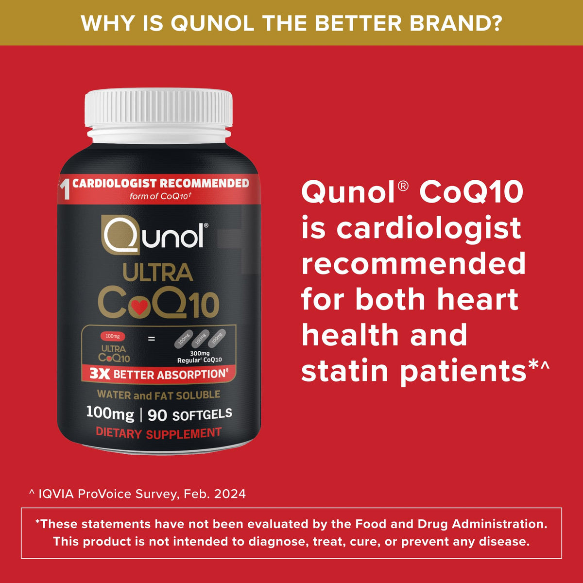 Qunol Ultra CoQ10 100mg Softgels- 3x Better Absorption, Antioxidant for Heart Health & Energy Production, Coenzyme Q10 Vitamins - OmniHealth US
