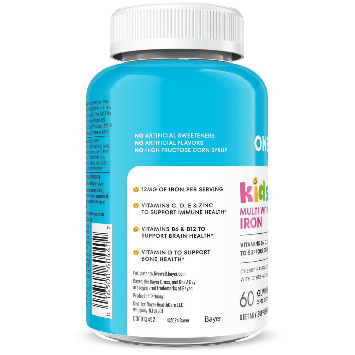 One A Day Kids Multivitamin with Iron Gummy, Vitamin D, Vitamin C, E, Zinc for Immune Support, Gummy Vitamins, Kids Multivitamin Gummies with Iron - OmniHealth US