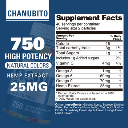 Hemp Gummies Organic High Potency Hemp Supplement - Pain, Sleep, Stress CHANUBITOBuy Supplements Australia