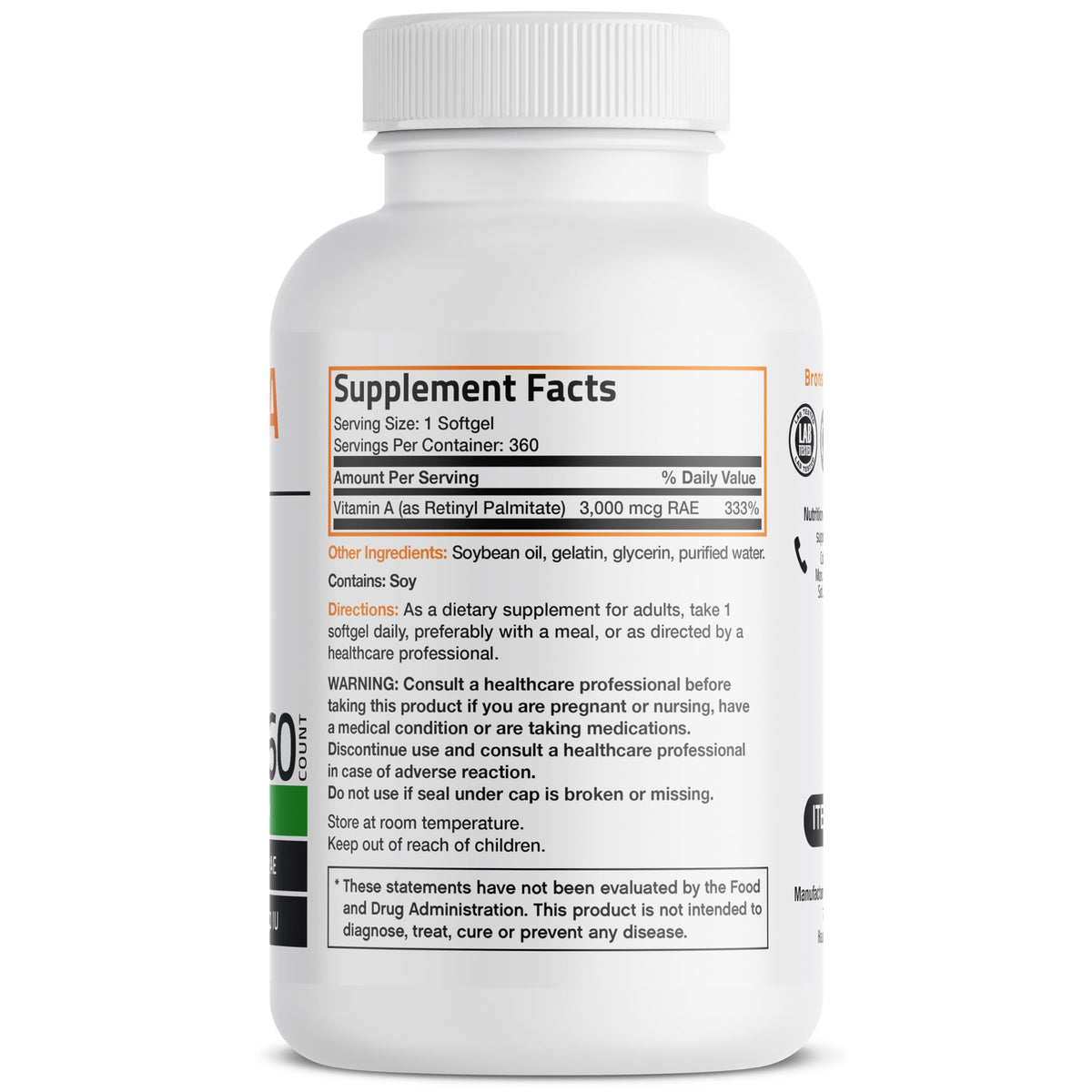 Bronson Vitamin A 10,000 IU Premium Non-GMO Formula Supports Healthy Vision & Immune System and Healthy Growth & Reproduction, 360 Softgels - OmniHealth US