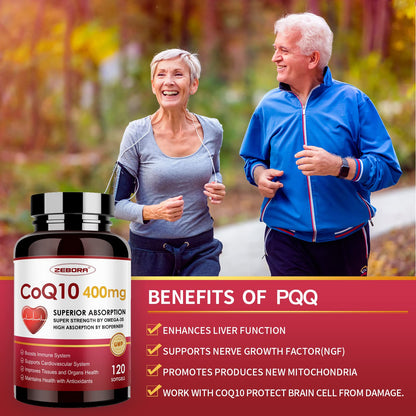 CoQ10-400mg-Softgels with PQQ, BioPerine & Omega-3, Coenzyme Q10(Ubiquinone) ZEBORABuy Supplements Australia