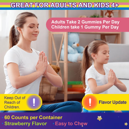 Magnesium Glycinate Gummies for Adults & Kids 4+, Sugar Free Magnesium Bisglycinate Supplement 400/200mg with B6D3, 5HTP, L-Theanine for Sleep & Relaxation - OmniHealth US