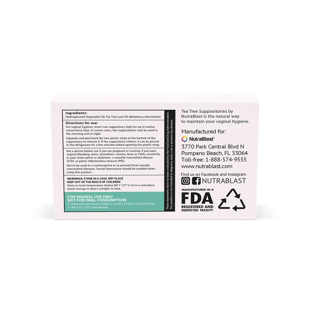NutraBlast Tea Tree Oil Suppositories (12 Count) | All Natural Intimate Deodorant for Women NutraBlastBuy Supplements Australia