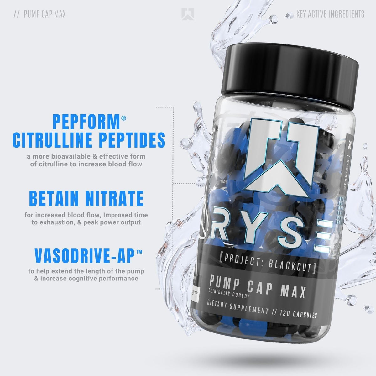 RYSE Up Supplements Project Blackout Pump Cap Max | Stimulant Free Pump Formula RYSE Up SupplementsBuy Supplements Australia