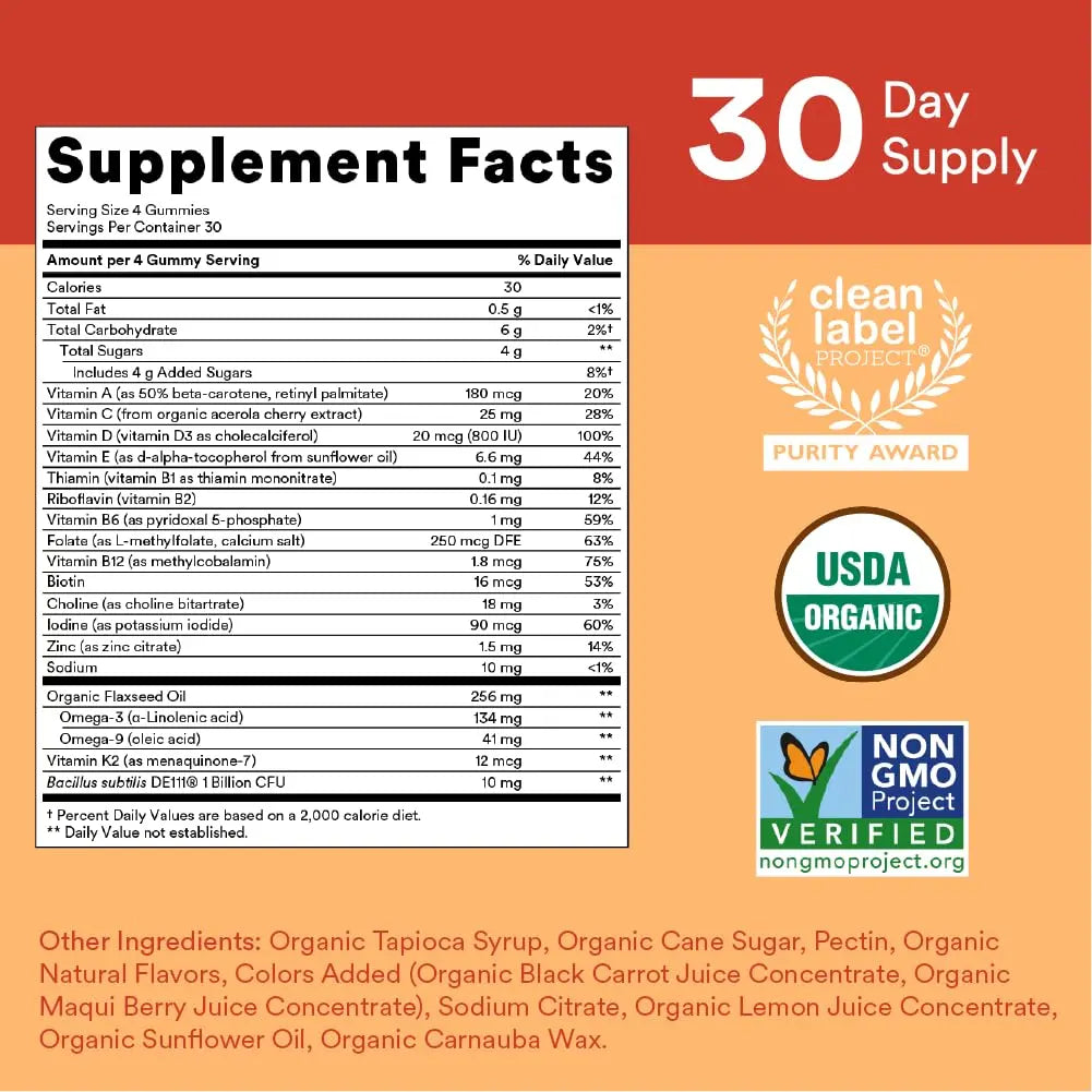 SmartyPants Toddler Multivitamin Gummies: Omega 3 Fish Oil (EPA/DHA), Vitamin D3, C, Vitamin B12, B6 & Organic Kids Multivitamin Gummies: Probiotics, Omega 3 (ALA), Vitamin D3, C, Vitamin B12 SmartyPantsBuy Supplements Australia
