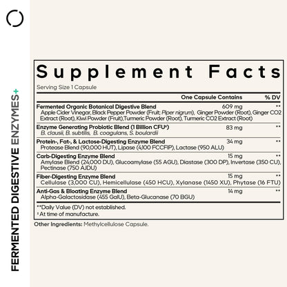 Codeage Fermented Digestive Enzymes Supplement 3-Month Supply - 14 Digestive Enzymes, Probiotics, Prebiotics, Fermented Botanicals - OmniHealth US