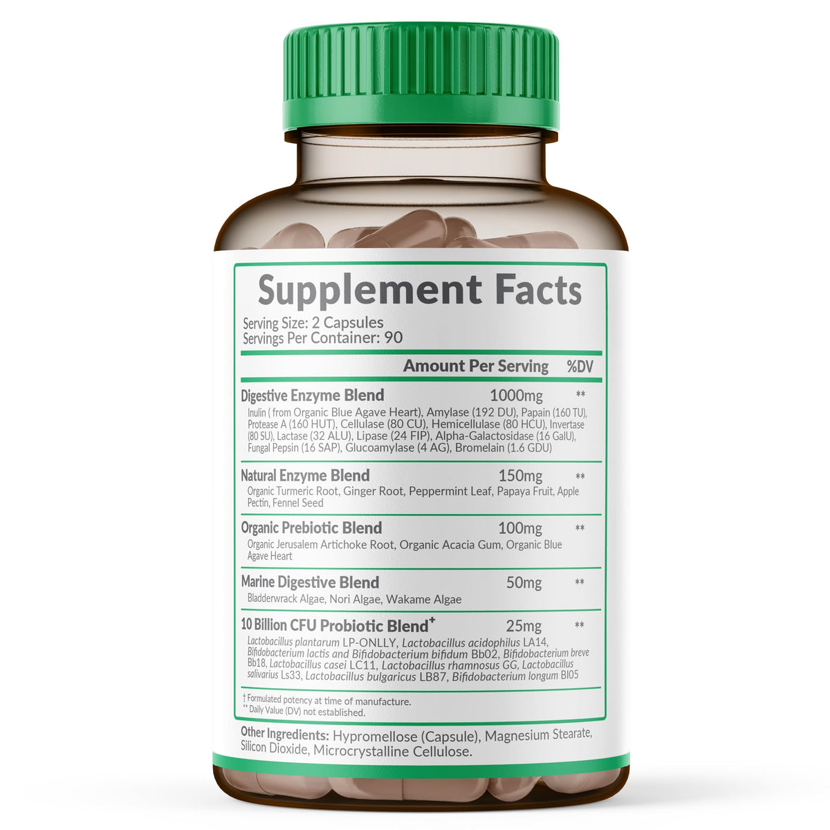 Wholesome Wellness Digestive Enzymes 1000MG Plus Prebiotics & Probiotics Supplement, 180 Capsules, Organic Plant-Based Vegan Formula for Digestion - OmniHealth US
