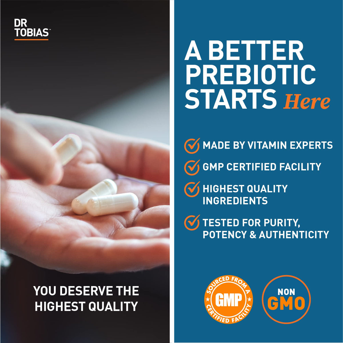 Dr. Tobias Prebiotics, Supports Digestion & Gut Health, Feed Good Probiotic Bacteria, Boost Gut Immune Function, Vegan & Non-GMO Gut Health Supplements for Men and Women - OmniHealth US