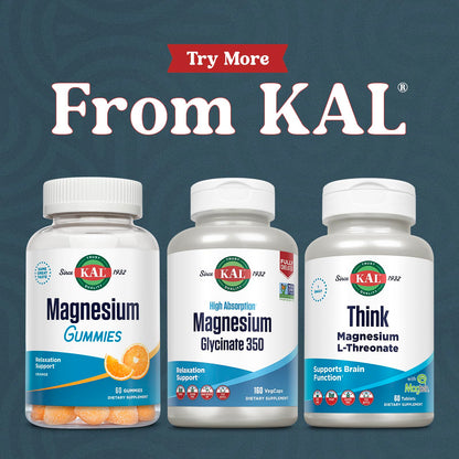 KAL Magnesium Glycinate Capsules, Fully Chelated Magnesium Bisglycinate, High Absorption Magnesium Supplement, Healthy Bones, Muscle, OmniHealth US