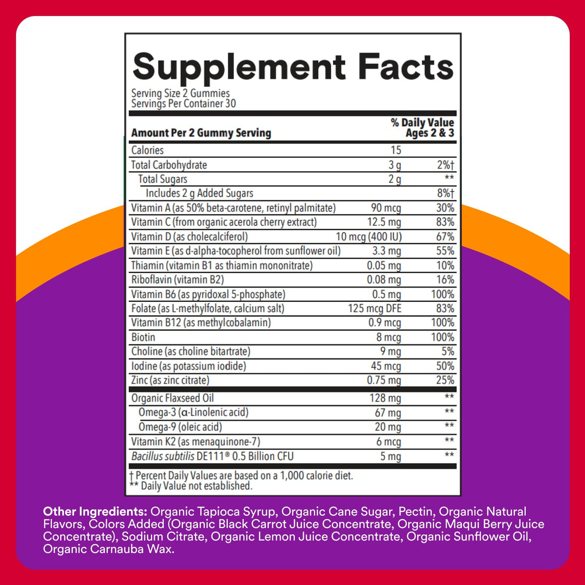 SmartyPants Organic Toddler Multivitamin Gummies: Probiotics, Omega 3 (ALA), Vitamin D3, C, Vitamin B12, B6, A, K & Zinc, Beta Carotene, Gluten Free - OmniHealth US