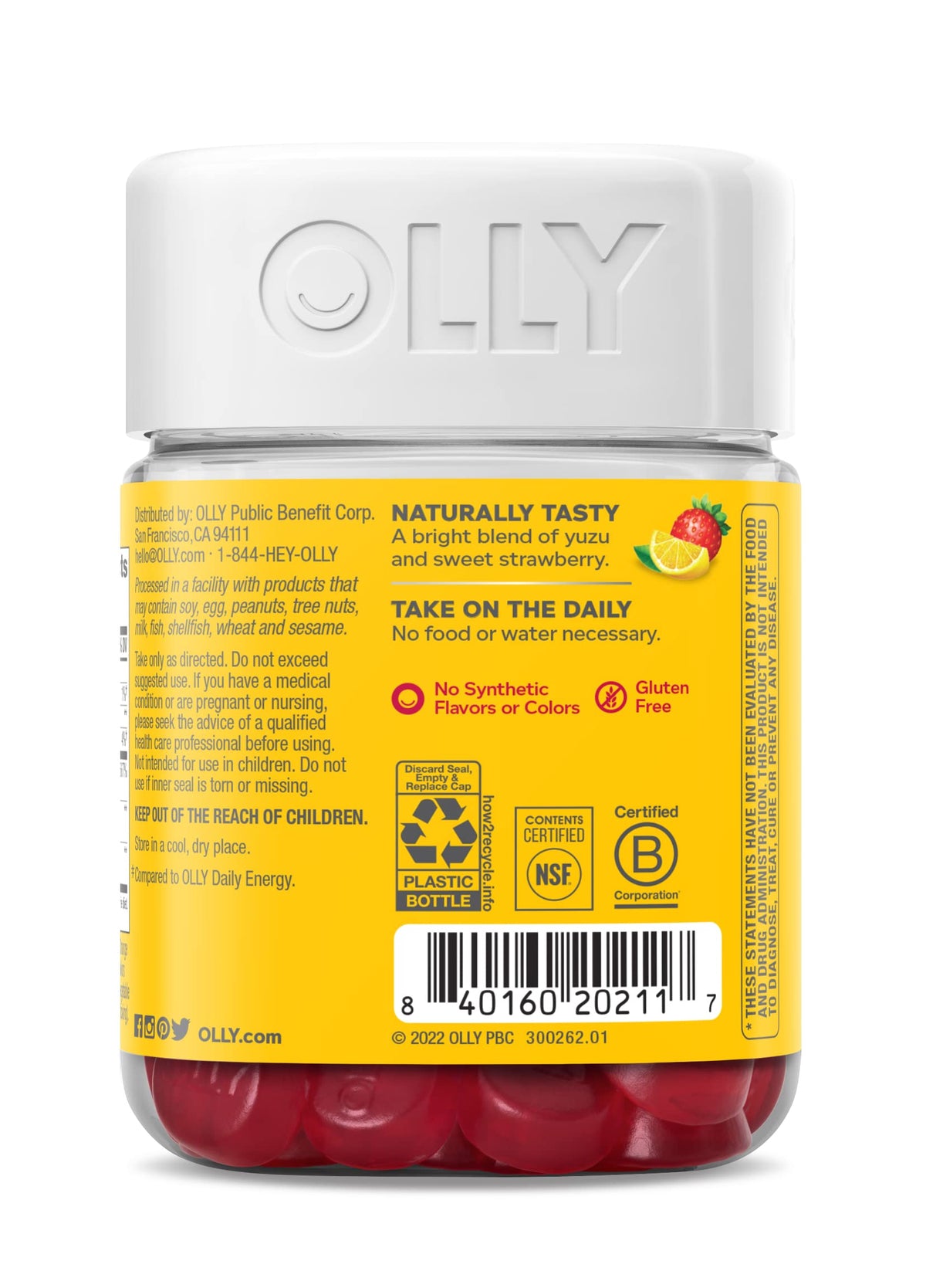OLLY Extra Strength Daily Energy Gummy, Caffeine Free, 1000mcg Vitamin B12, CoQ10, Goji Berry, Adult Chewable Supplement - OmniHealth US