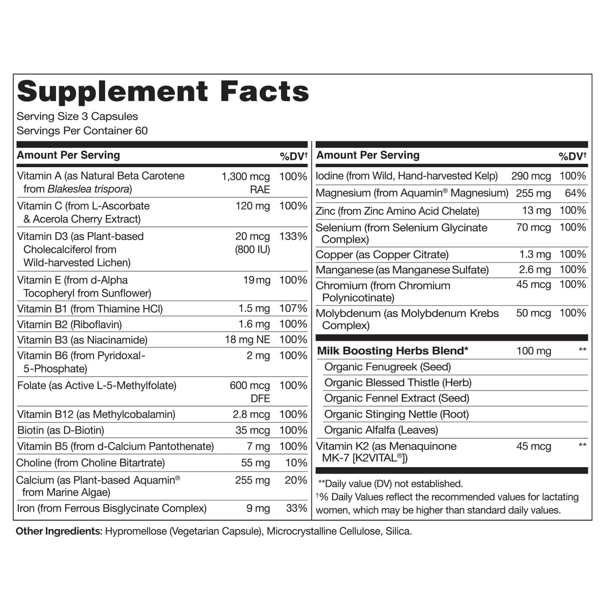 NATURELO Postnatal Multivitamin - Supplement for Breastfeeding Women - Plant-Based Vitamin D, Folate, Gentle Iron - for Nursing Mother, Baby - OmniHealth US