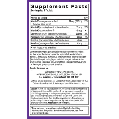 New Chapter Calcium Supplement - Bone Strength Plant-Based USDA Organic Calcium with Magnesium, Vitamin D3+K2, for Bone Health & Joint Mobility, Heart Support - OmniHealth US