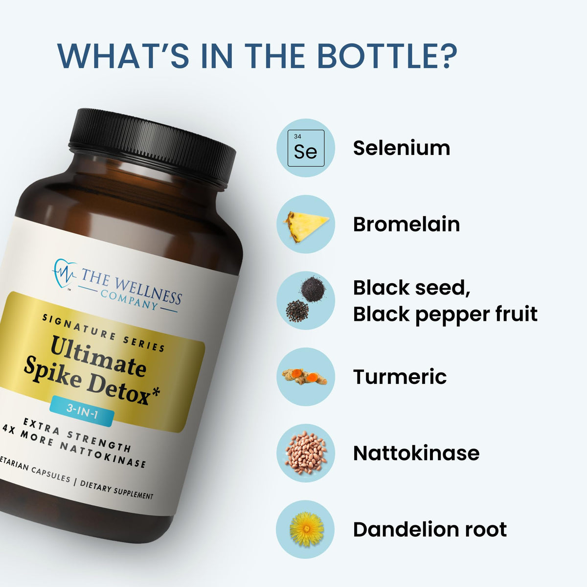 The Wellness Company Ultimate Spike Detox – Dr. McCullough Designed - 3-in-1 Nattokinase, Turmeric, & Bromelain Extra Strength - OmniHealth US