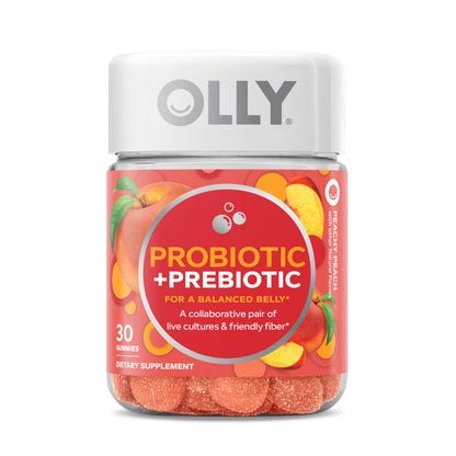 OLLY Probiotic + Prebiotic Gummy, Digestive Support and Gut Health, 500 Million CFUs, Fiber, Adult Chewable Supplement - OmniHealth US